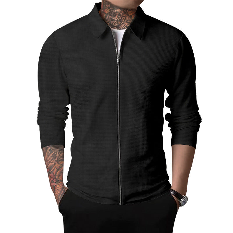 Casual zip sweatshirt for men with textured superior material Amarae