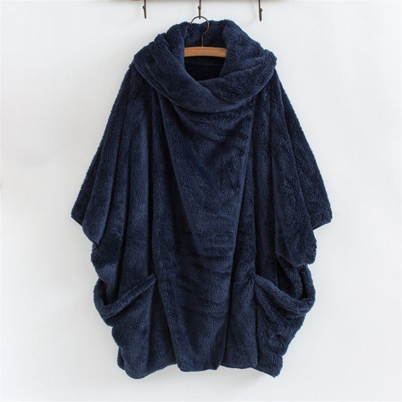 Women Oversize Cozy Poncho with large funnel neck and kangaroo pockets Amarae