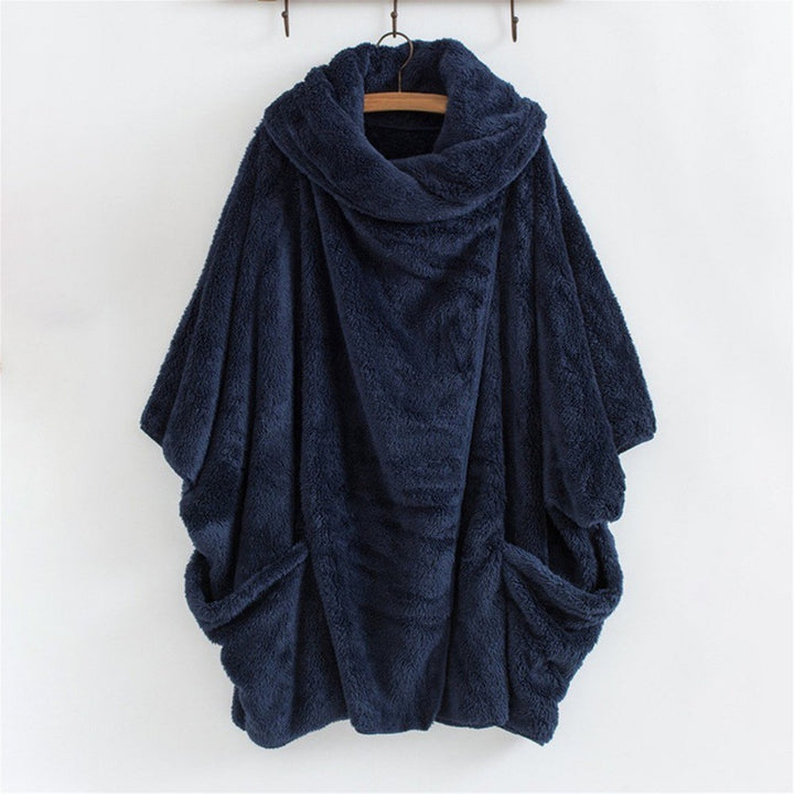 Women Oversize Cozy Poncho with large funnel neck and kangaroo pockets Amarae