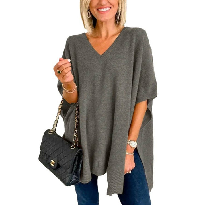 Ladies casual poncho sweater with V-neck and raglan sleeves Lune London
