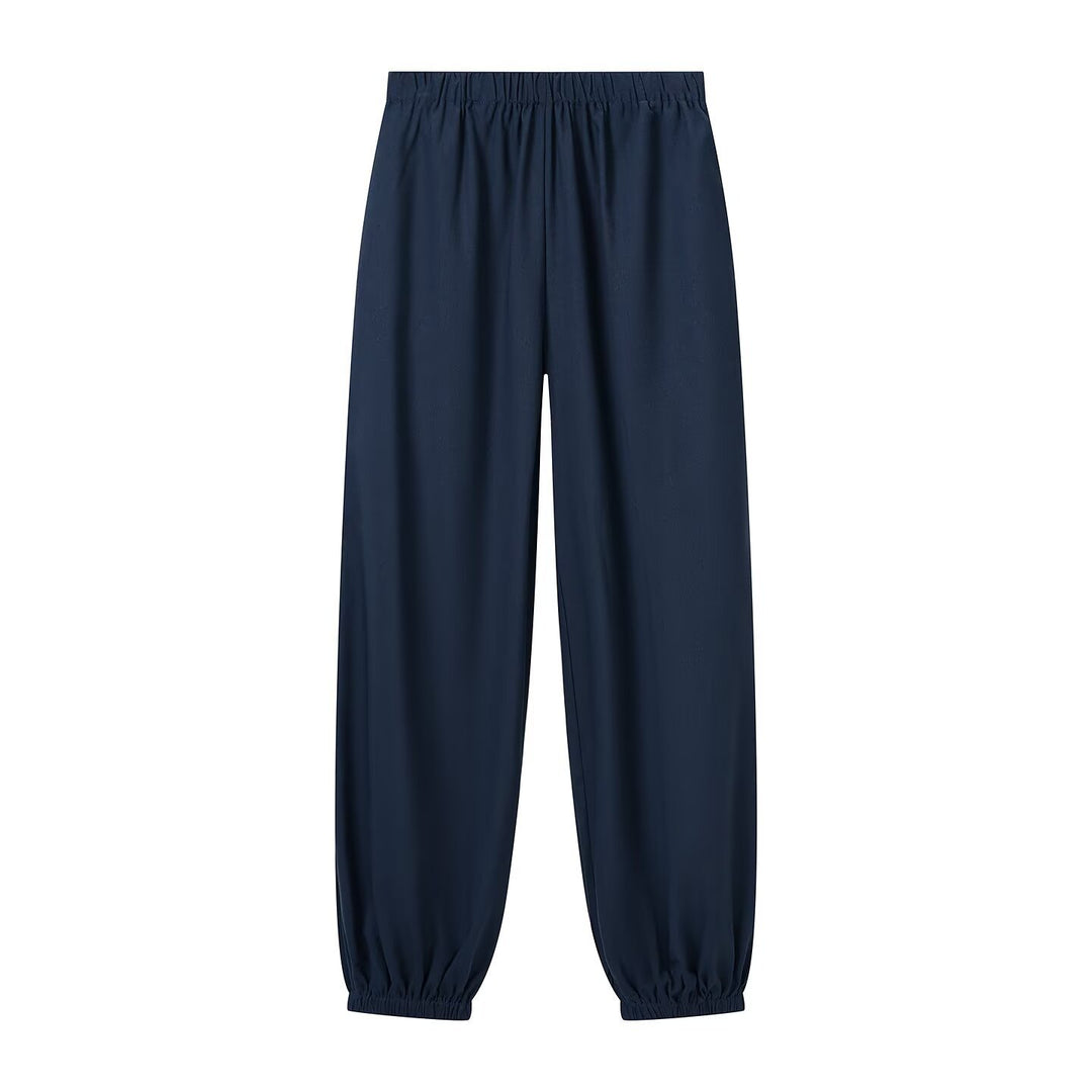 Women Two-Piece Relax Set in Tang Style with Stand-Up Collar, Knot Closures, and Elastic Leg Openings Amarae