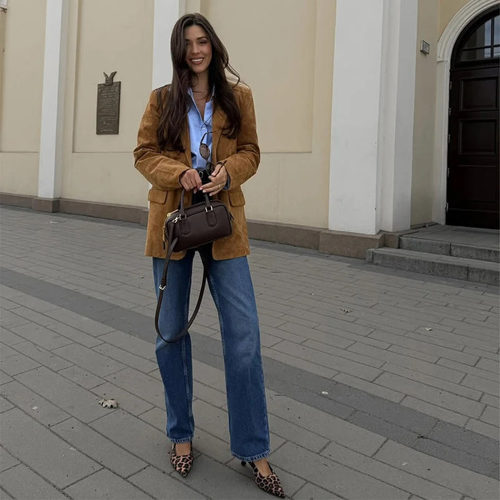 Veste blazer en daim élégant femme Chic & Stil