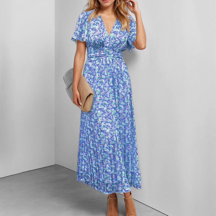 Robe maxi fluide pour femme avec design floral et décolleté en V Chic & Stil