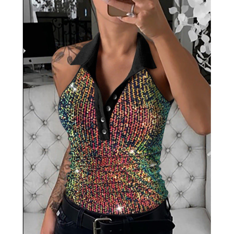 Women’s Top Halle in Shiny Leopard Fabric Lune London