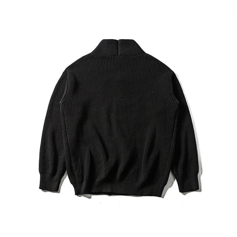 Unisex Oversized Knit Cardigan with Shawl Collar, Structure Mix and Button Placket Amarae