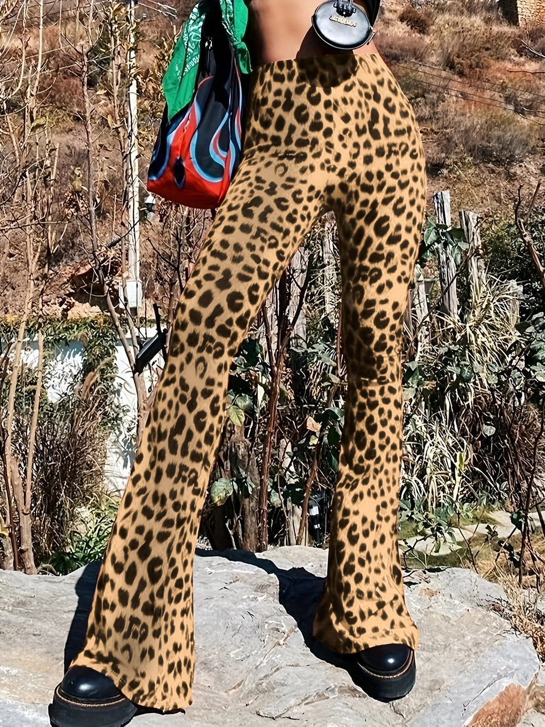 Lune London women's leopard print flared pants