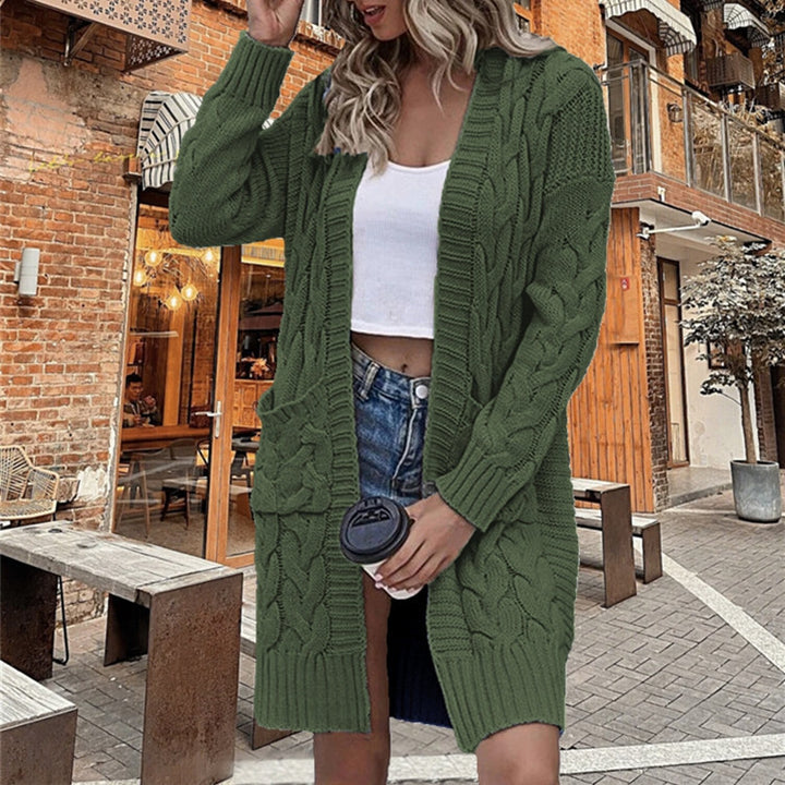 Knitted coat for women with an elegant textured pattern and practical pockets Lune London