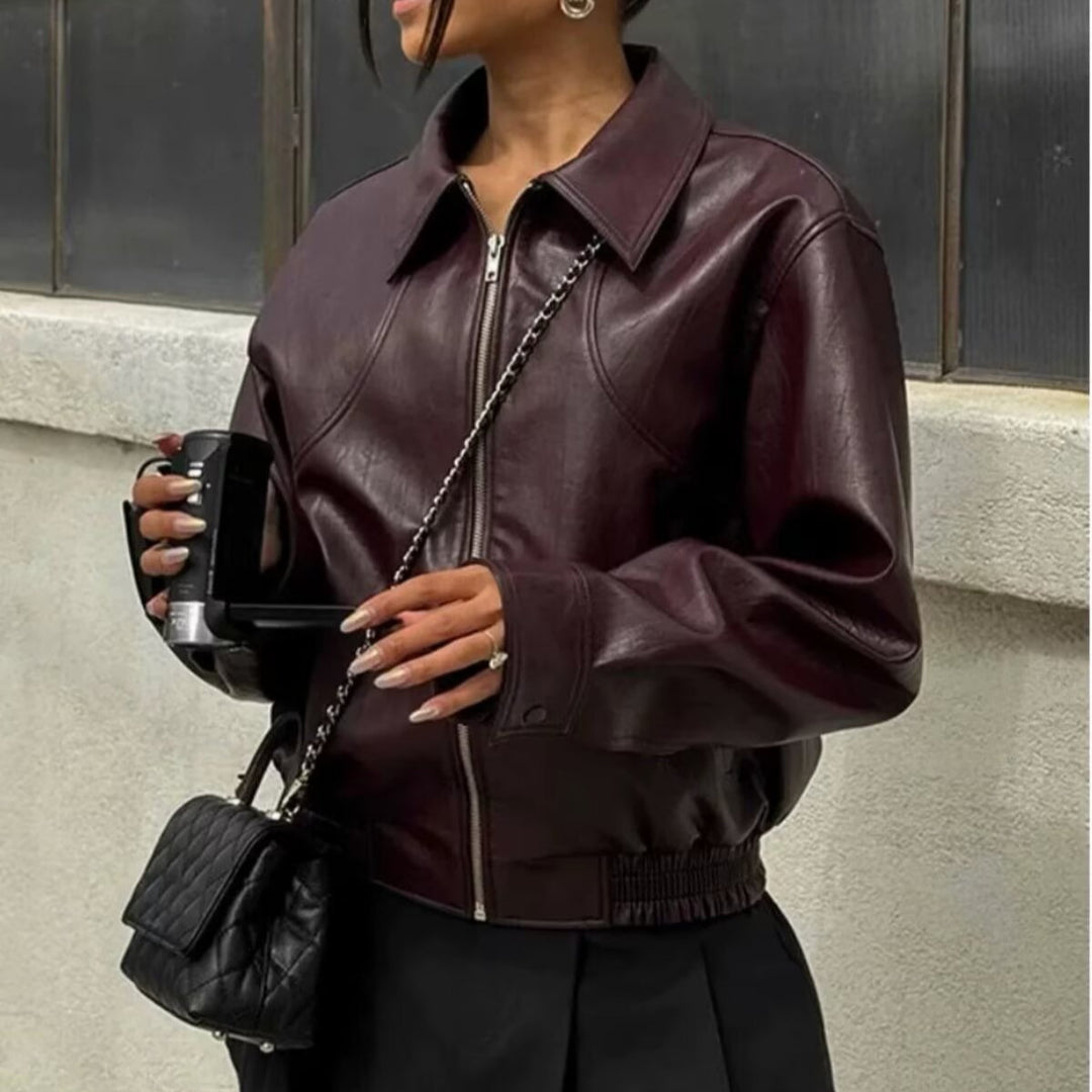 Veste en simili cuir pour femmes avec taille élastique Chic & Stil