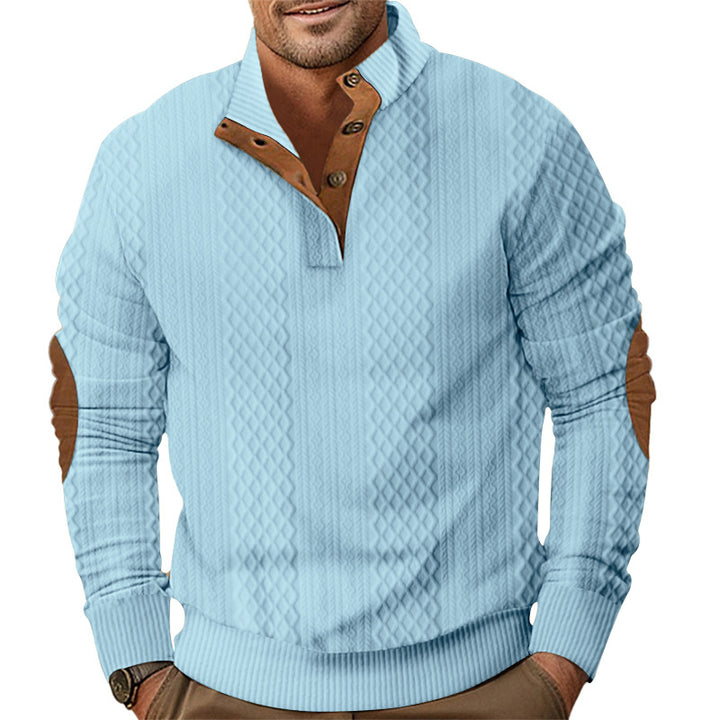 Trendy knit sweater for men with a unique structure and Lune London collar