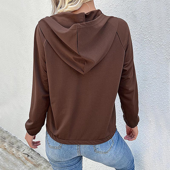 Women's button hoodie top with elastic cuffs Lune London