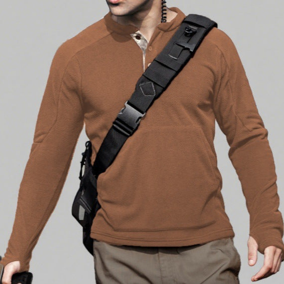 Men's fleece pullover with a stylish high collar and practical buttons Lune London