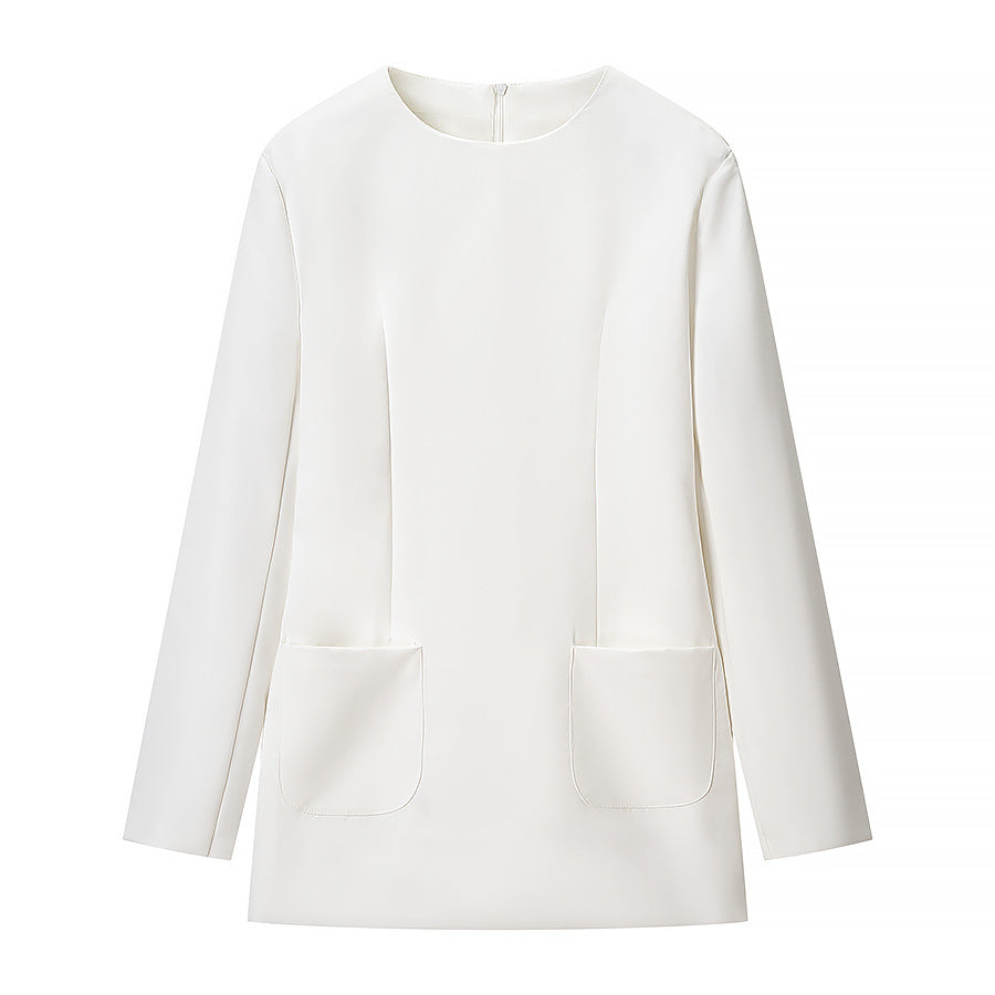 Women's Tailored Blazer Jacket with Corset Effect, Peplum and Stand-Up Collar Amarae