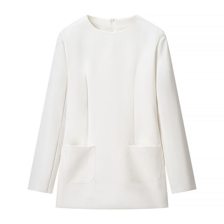 Women's Tailored Blazer Jacket with Corset Effect, Peplum and Stand-Up Collar Amarae