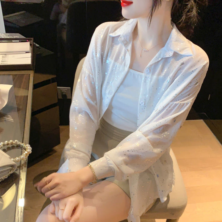 Blouse transparente pour femmes avec des étoiles scintillantes Chic & Stil