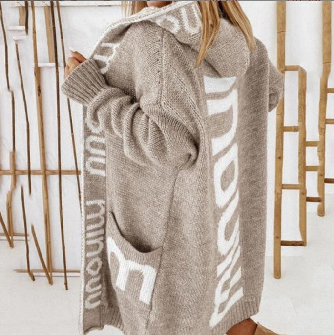 Knit jacket for women with logo print and deep pockets Lune London