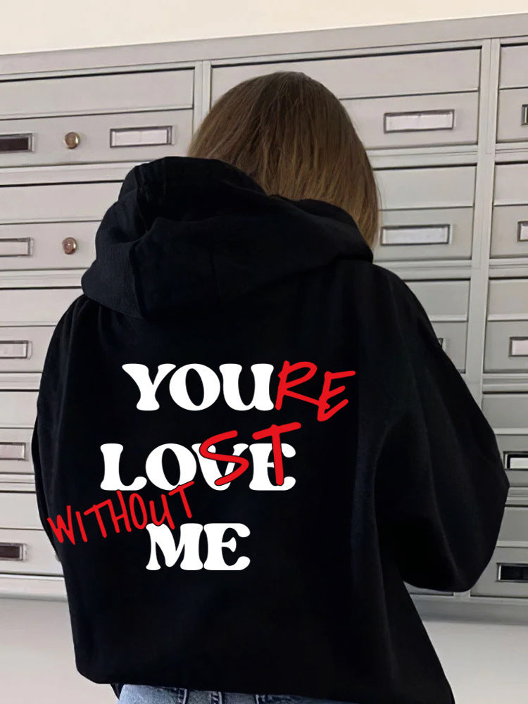 Women Oversized Hoodie with Inspirational Print Lune London