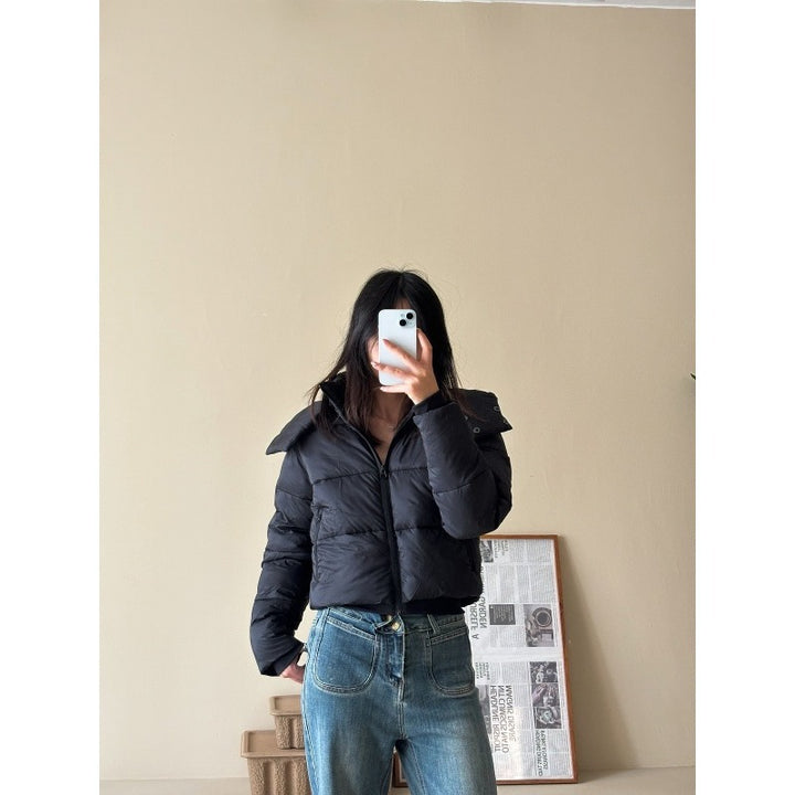 Ladies Short Quilted Cropped Jacket with Wide Lapel Amarae