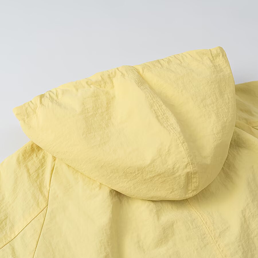 Women's Lightweight Hooded Windbreaker with Drawstring, Cropped Cut and Elastic Cuffs Amarae