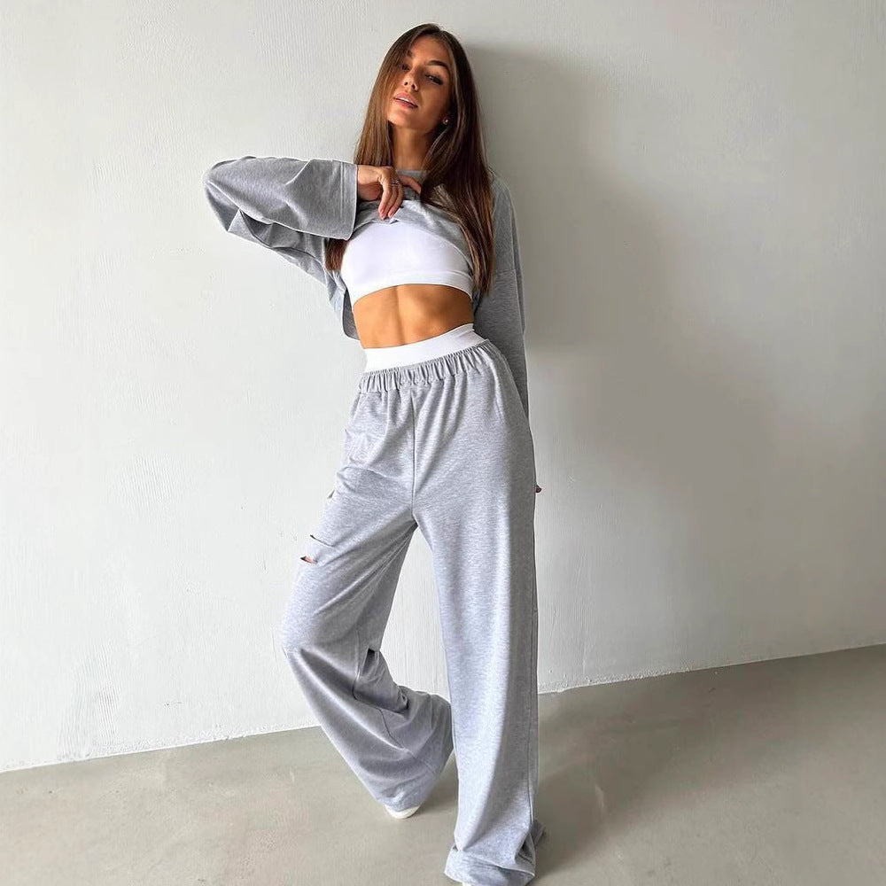 Women casual cropped top and wide leisure pants Lune London