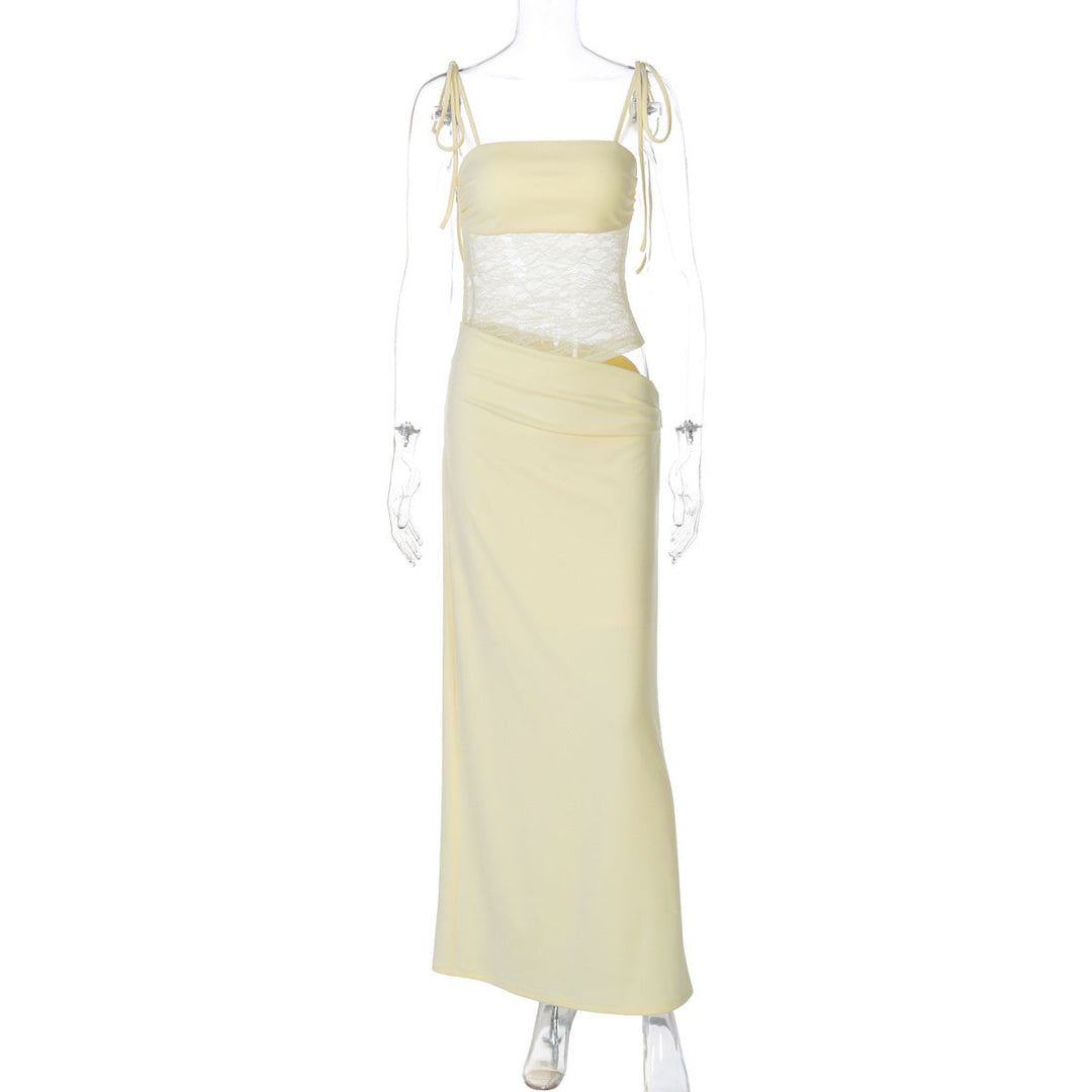Women's Elegant Maxi Dress with Lace Top and Flattering Cut Chic Und Stil
