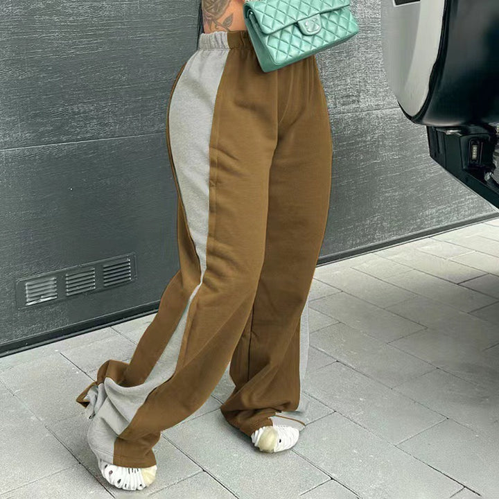 Casual women's sports pants with colorful side inserts and an elastic waistband Lune London