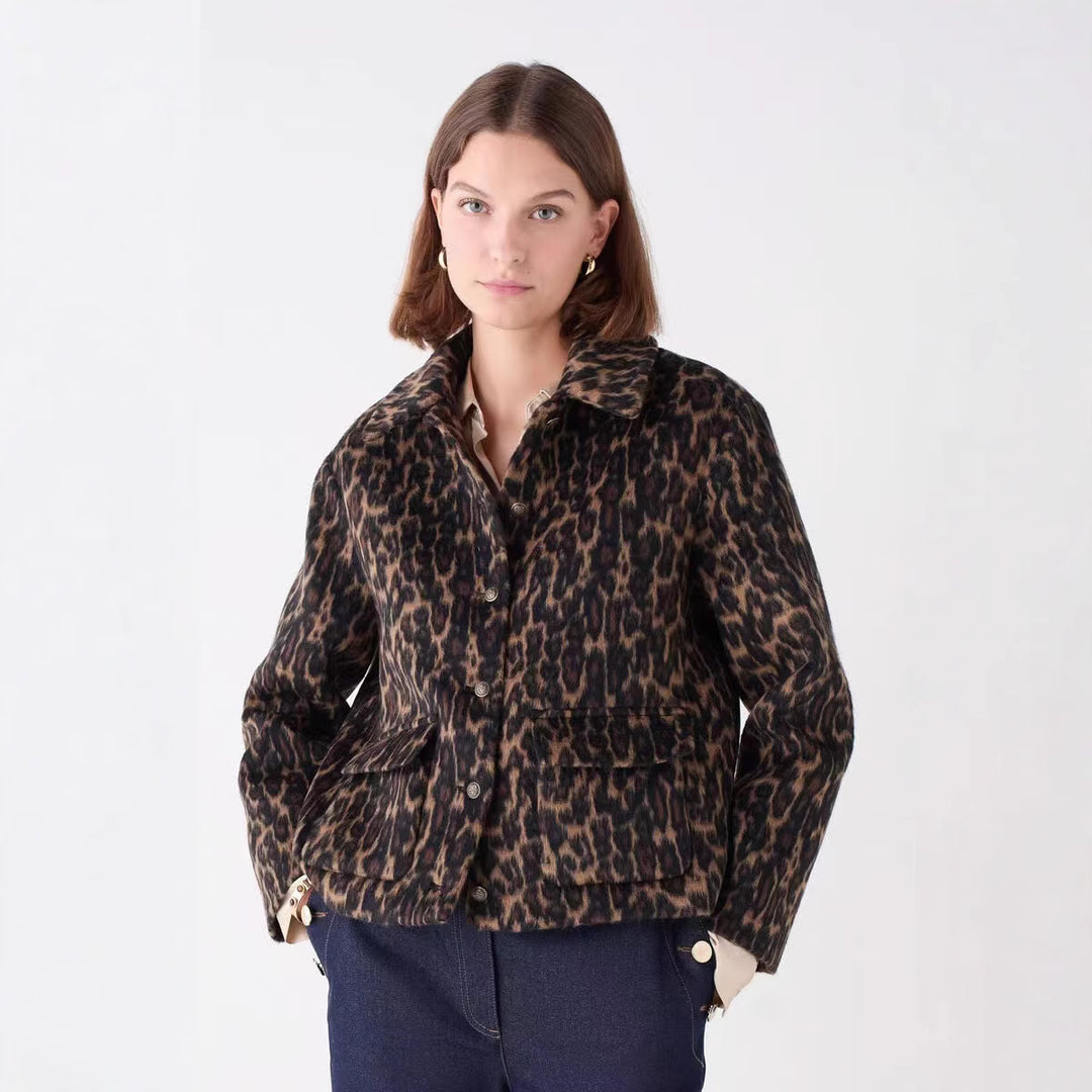 Manteau court féminin à la mode avec motif léopard Chic & Stil