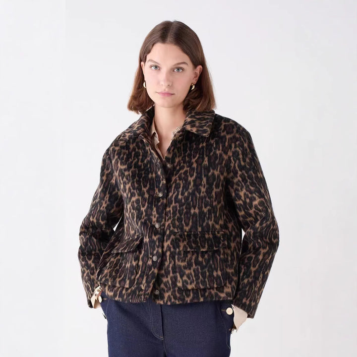 Manteau court féminin à la mode avec motif léopard Chic & Stil