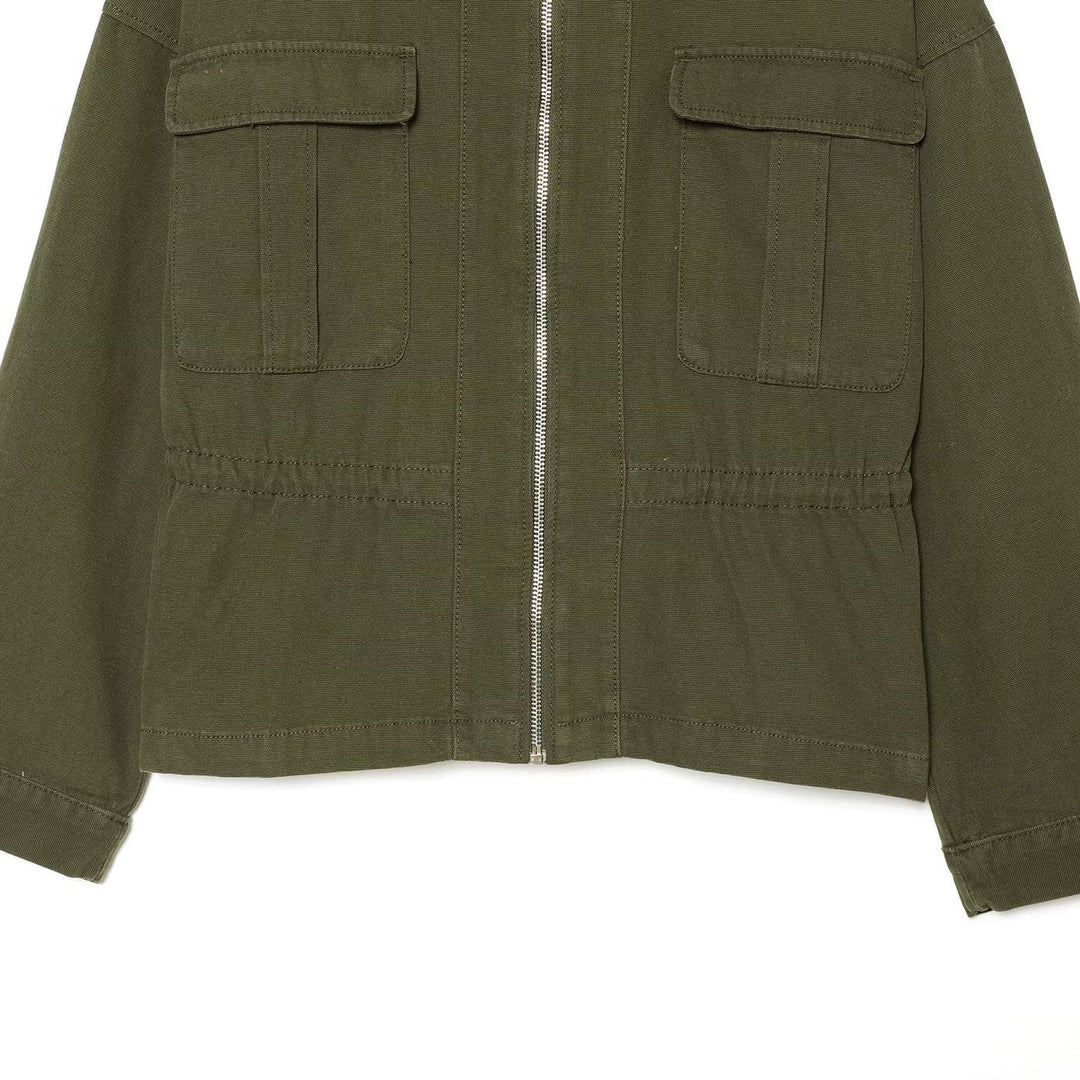 Women's Cropped Field Jacket with full-length zipper, flap pockets, and drawstring waist Amarae