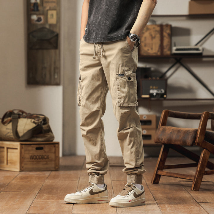Robust cargo pants for men with elastic waist and practical pockets Lune London