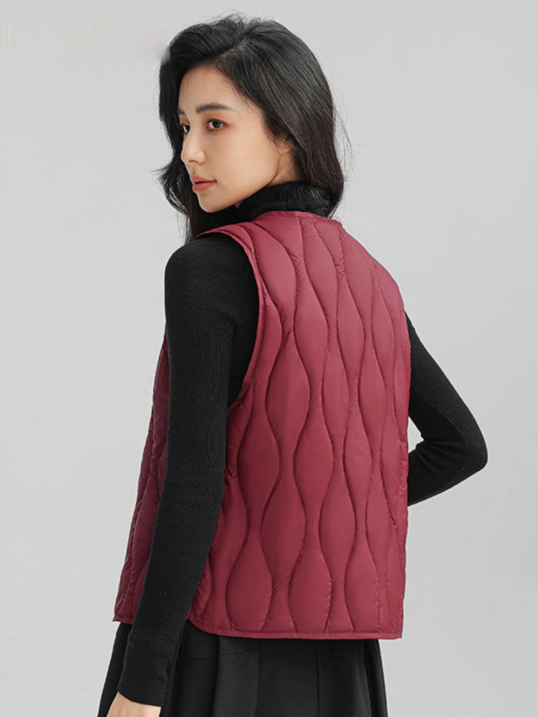 Women Long Quilted Thermal Vest with Ergonomic Wave Quilting Amarae