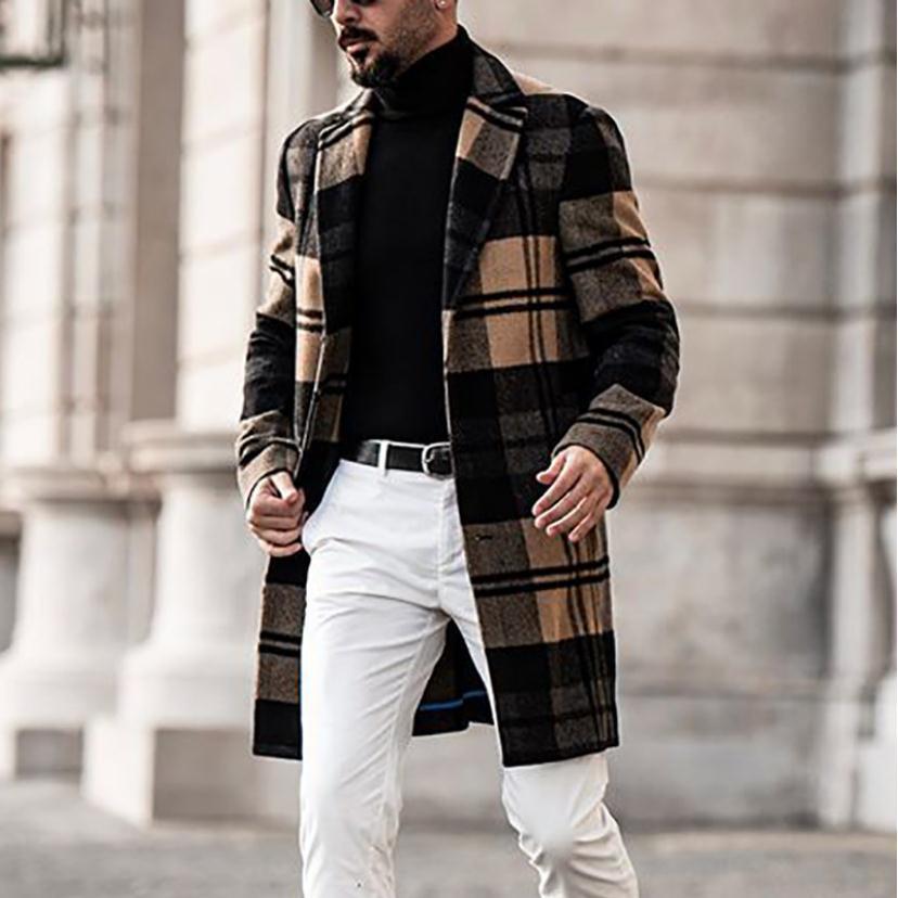 Elegant checkered coat for men with classic cut and double-breasted Lune London