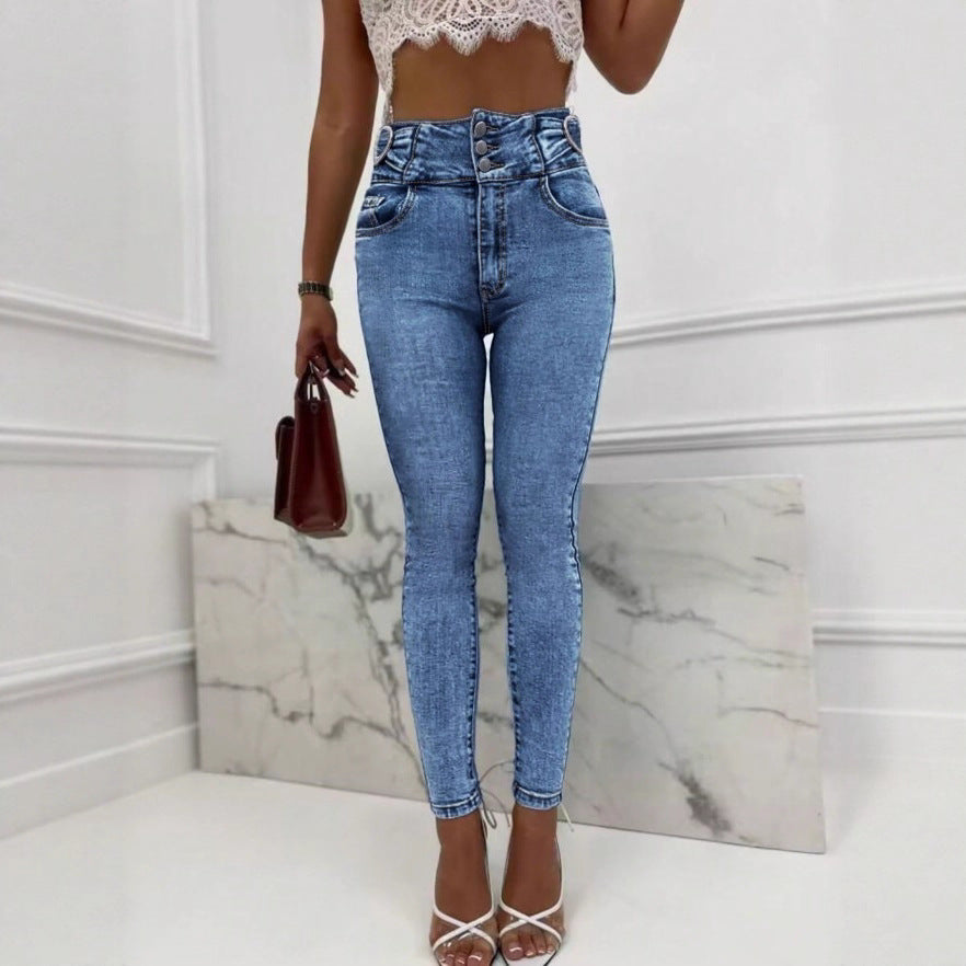 Women High-Cut Sculpting Jeans in a Slim Fit with Elastic Shaping Waistband Amarae