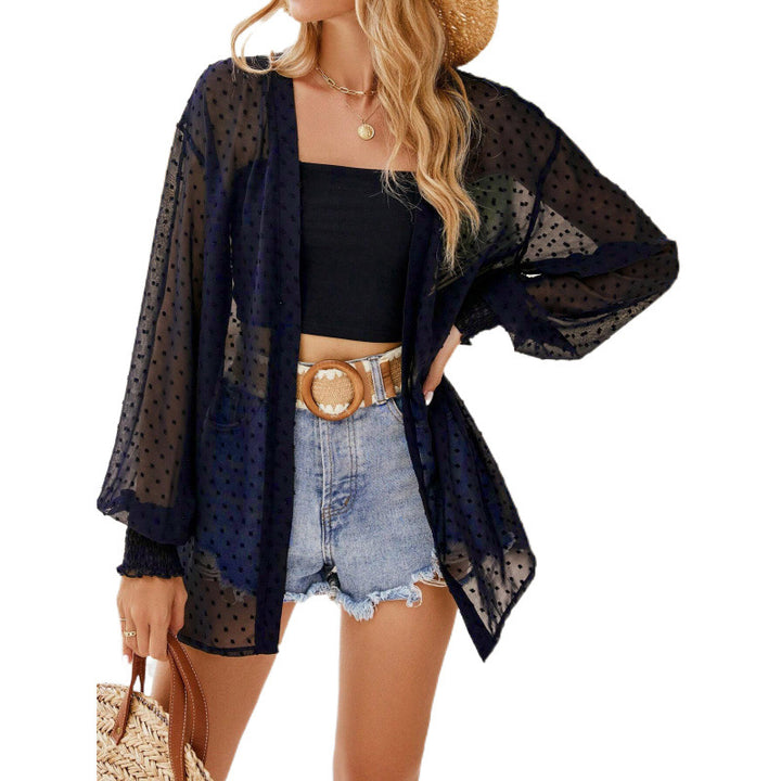Transparent blouse jacket for women with padded sleeves Lune London