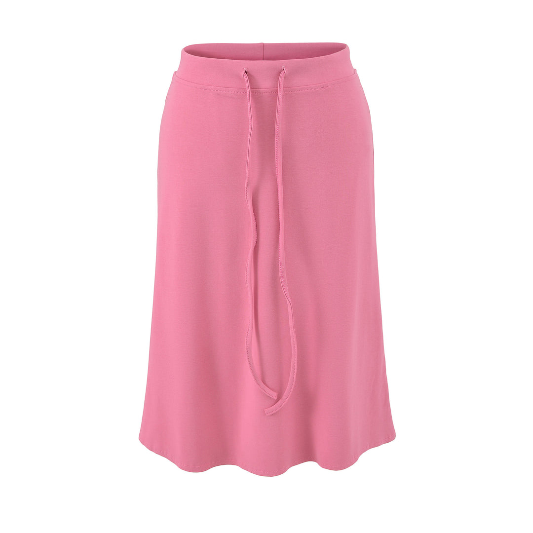Women Jersey Midi Skirt with High Waist, Drawstring and A-Line Cut Amarae