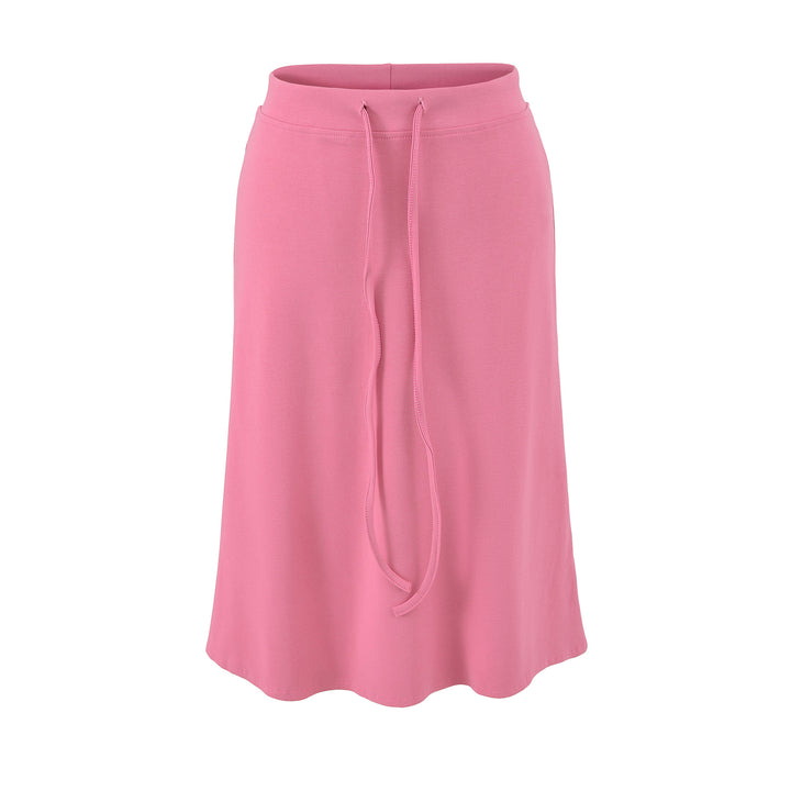 Women Jersey Midi Skirt with High Waist, Drawstring and A-Line Cut Amarae