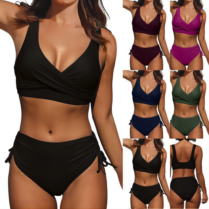 Women's Wrap Bikini Set with Elastic Cuffs and Fashionable V-Neck Lune London