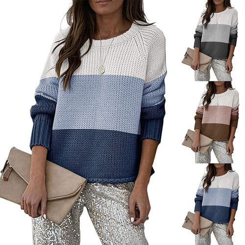 Stylish knitted pullover for women with a modern color block design Amarae