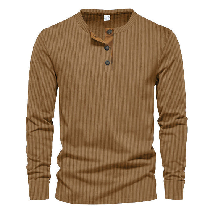 Men's Long Sleeve Henley Shirt with Textured Design Amarae
