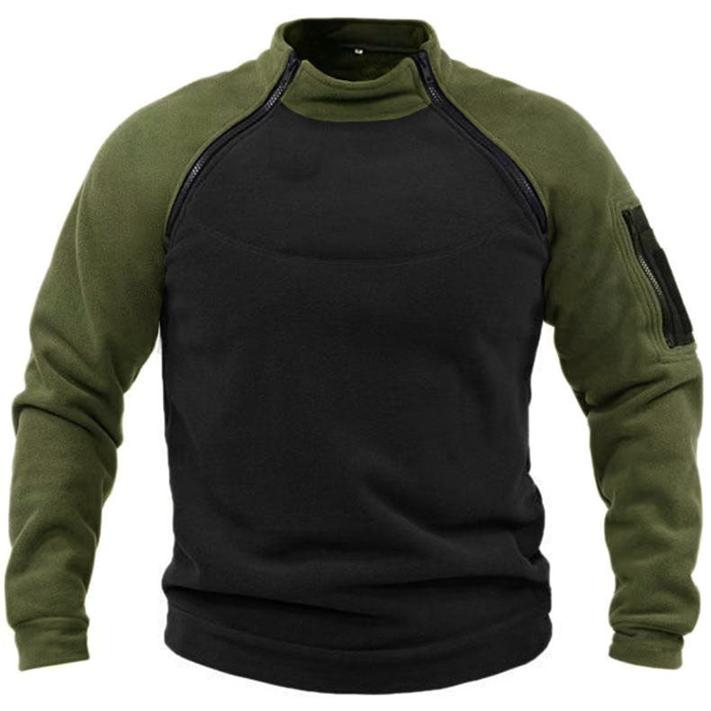 Fleece pullover for men with high collar and functional pockets Lune London