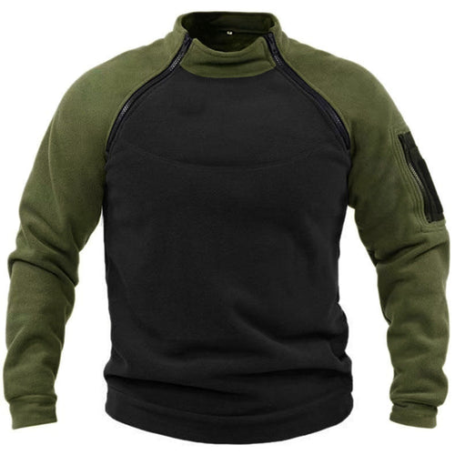 Fleece pullover for men with high collar and functional pockets Amarae