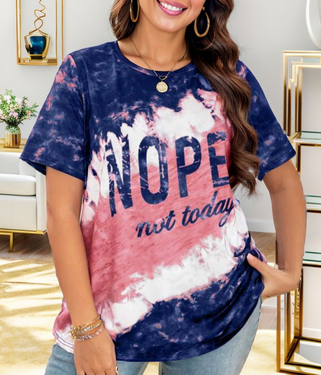 Casual women's T-shirt with a creative batik pattern and catchy lettering Lune London