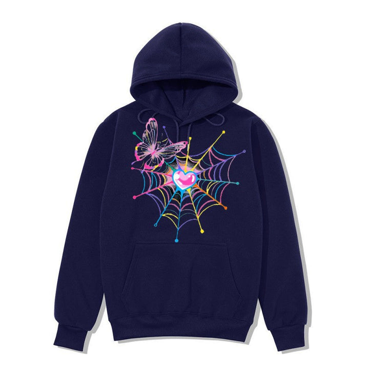 Women's hooded sweatshirt with artistic butterfly spiderweb motif Chic & Stil