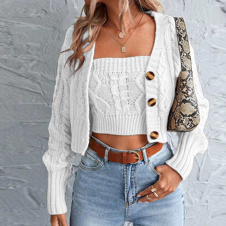 Knit jacket for women with structured design and button detail Lune London