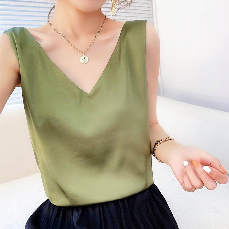Women V-neck Satin Blouse Lune London