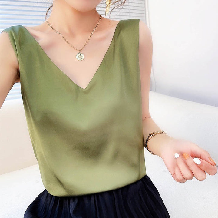 Women V-neck Satin Blouse Lune London