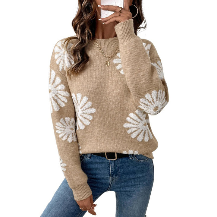 Knit sweater for women with a floral design Lune London