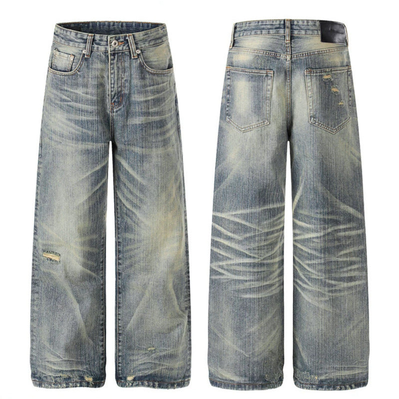 Women High-Waisted Wide-Leg Destroyed Jeans with Used Effect and Culotte Silhouette Amarae