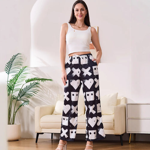 Leisure pants for women with unique graphic pattern and elastic waist Amarae