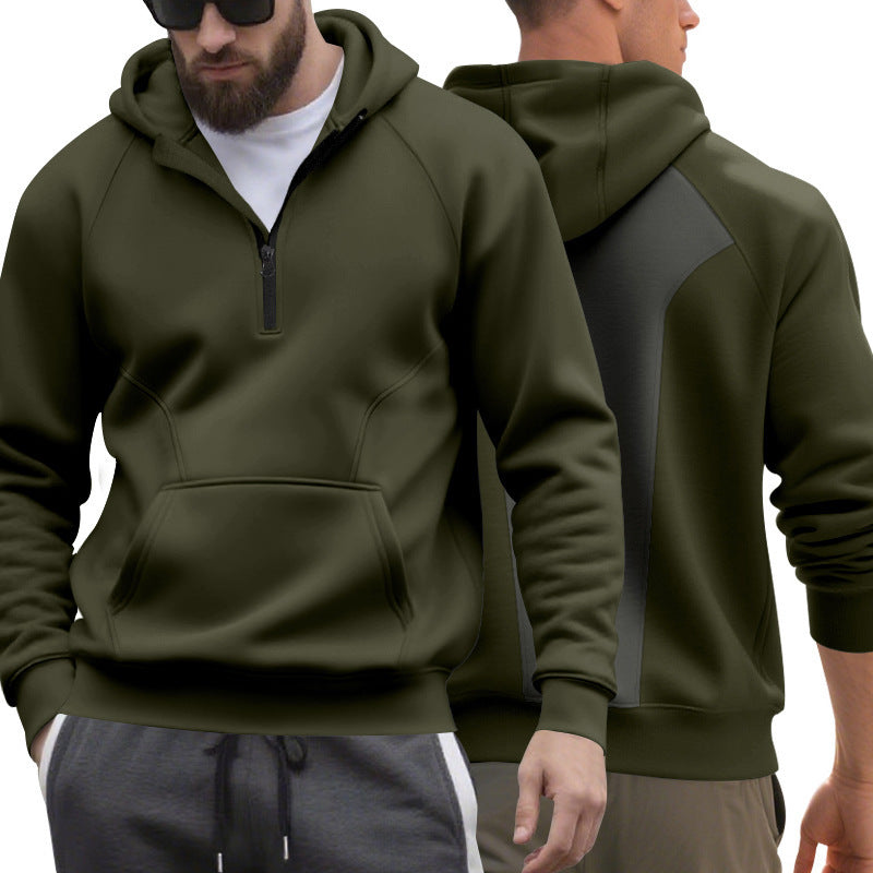 Men's sporty hoodie with short zip opening and kangaroo pocket Lune London