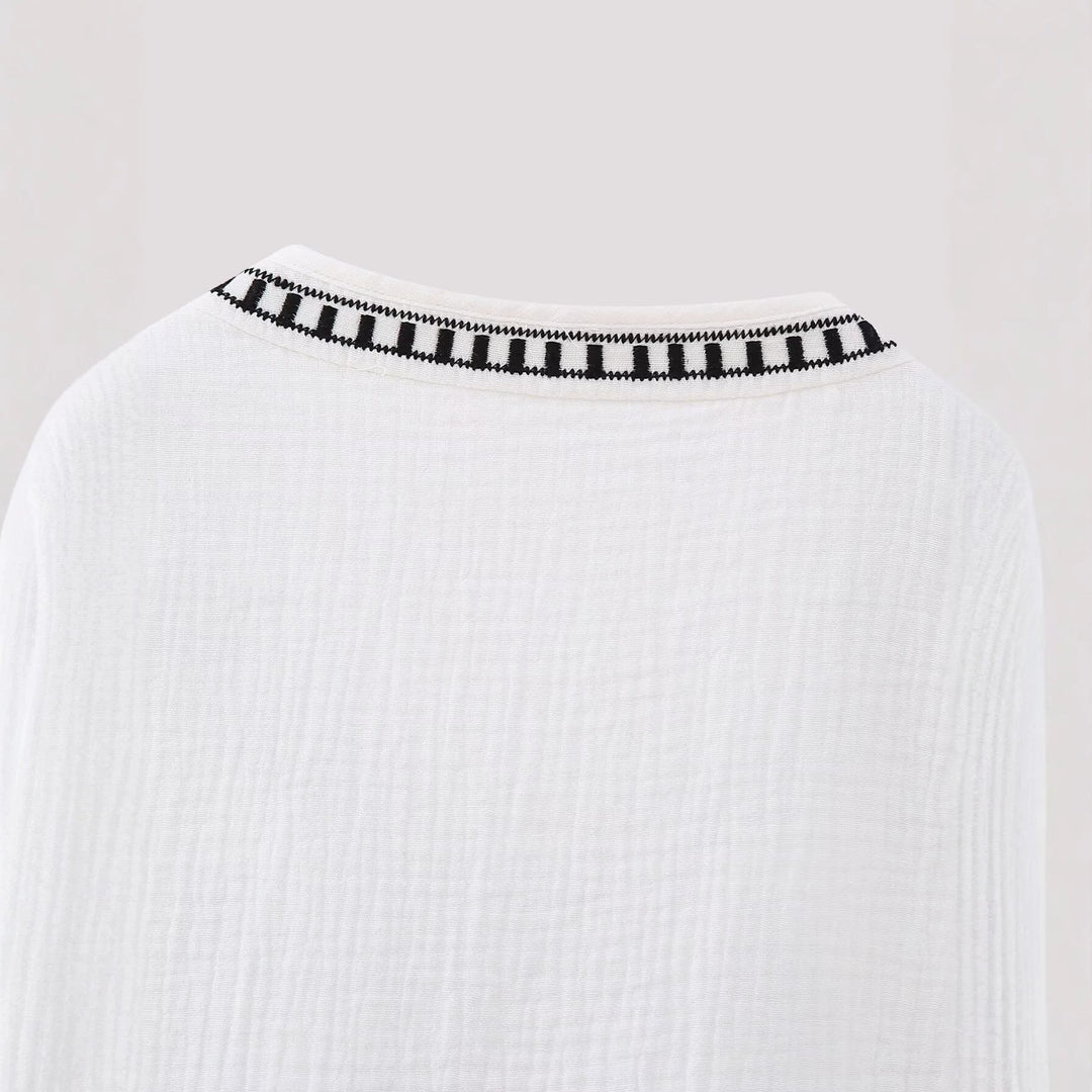 Women’s Sleeveless Embroidered Cotton Vest in Ethno-Boho Style Amarae